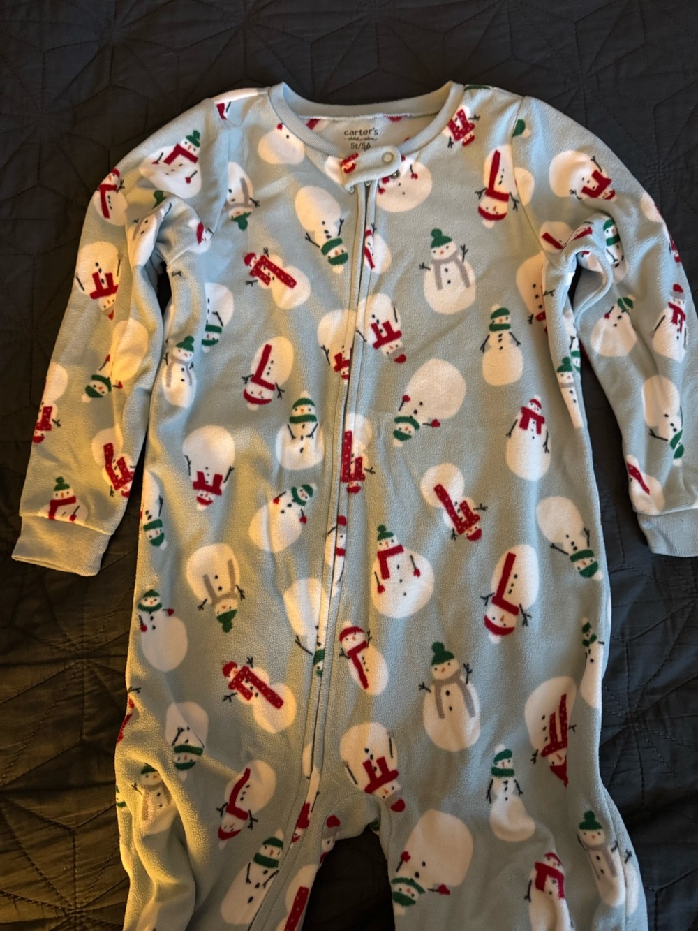 Carter's Blue Fleece Snowman One-Piece Pajama